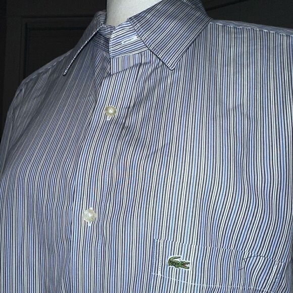 Lacoste Vertical Stripe Modern Fit Button Down Size 44 - Picture 4 of 8